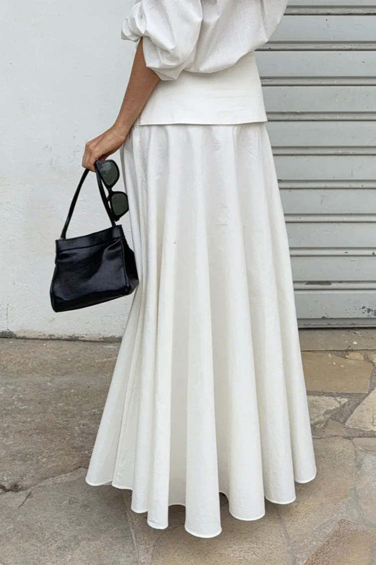 Solid A-Line Midi Skirt - Image 3