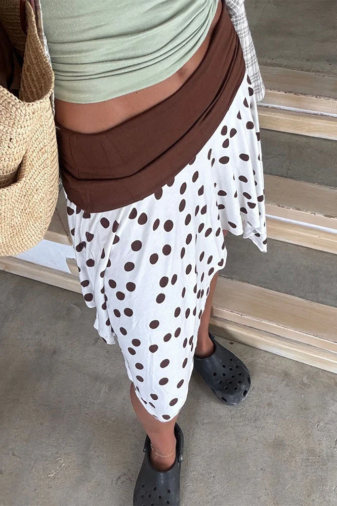Polka Dot Colorblock Asymmetrical Mini Skirt - Image 3