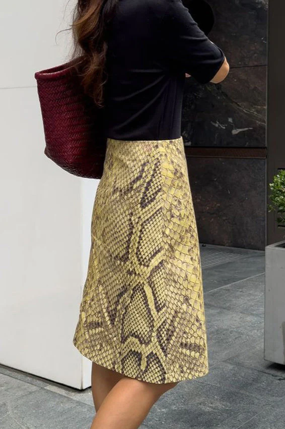 Snake Print High-Waist A-Line Skirt - Image 3