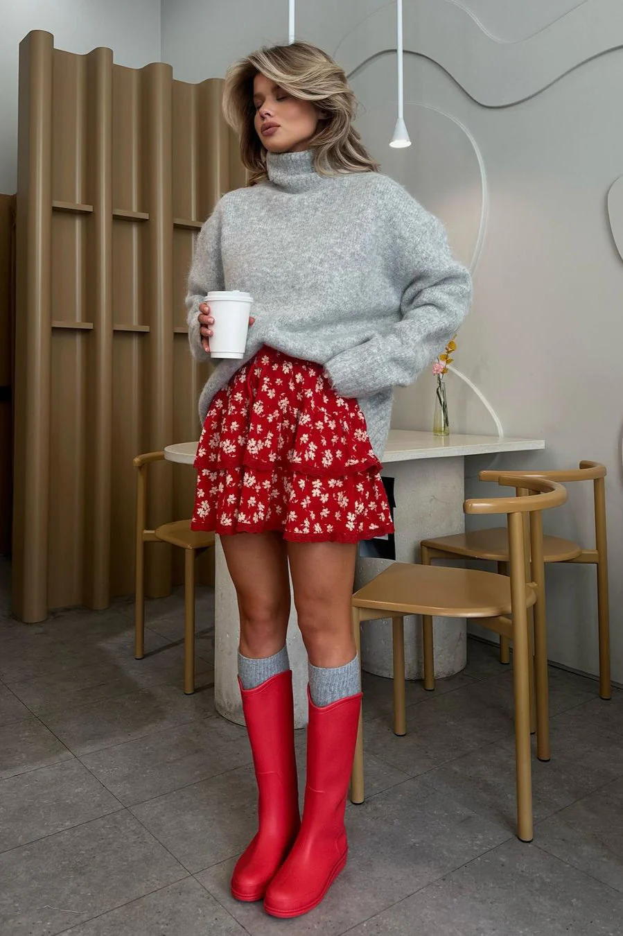 Floral Lace Trim Bodycon Skirt - Image 3