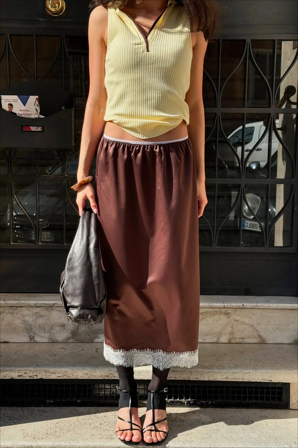 Lace Trim A-Line Maxi Skirt - Image 2