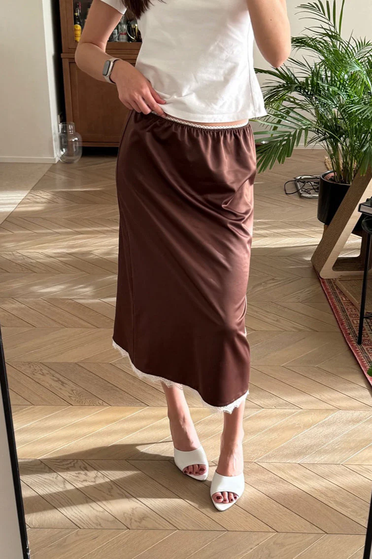 Lace Trim A-Line Maxi Skirt - Image 4
