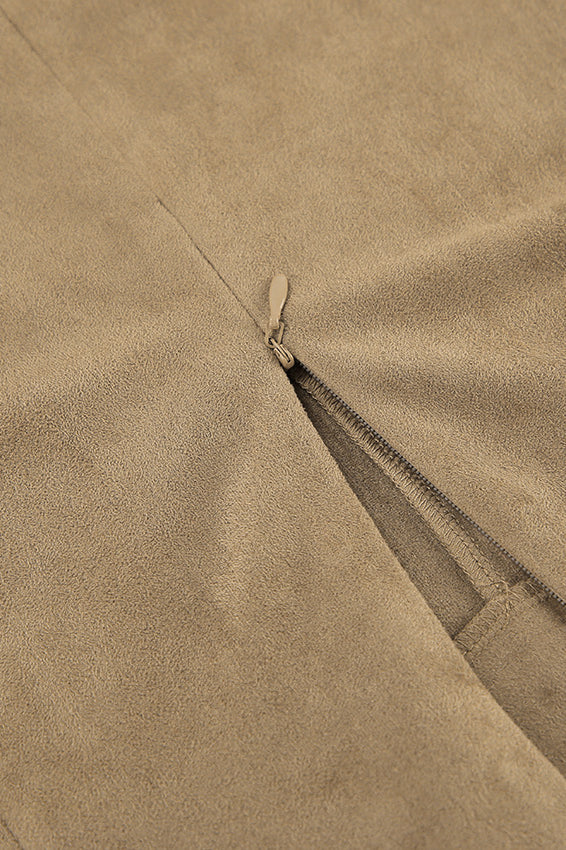 French Minimalist High-Waisted Solid Color Midi Skirt - Image 4