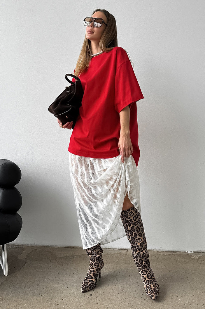 Vintage Lace Hollow Midi Skirt - Image 5