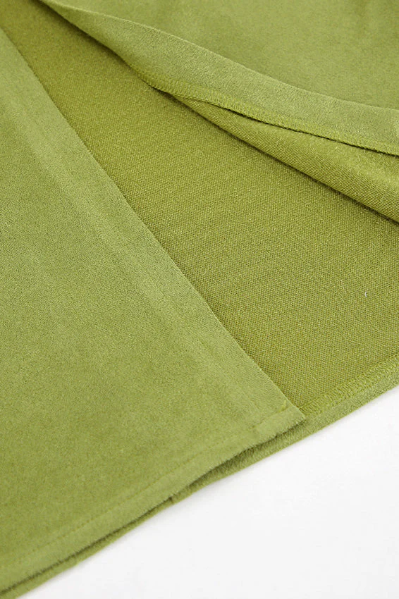 Velvet Green High-Waisted Slit Midi Skirt - Image 3