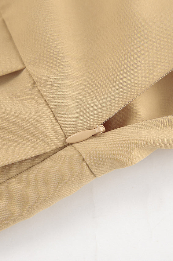 Vintage Solid Color Pleated Midi Skirt - Image 4