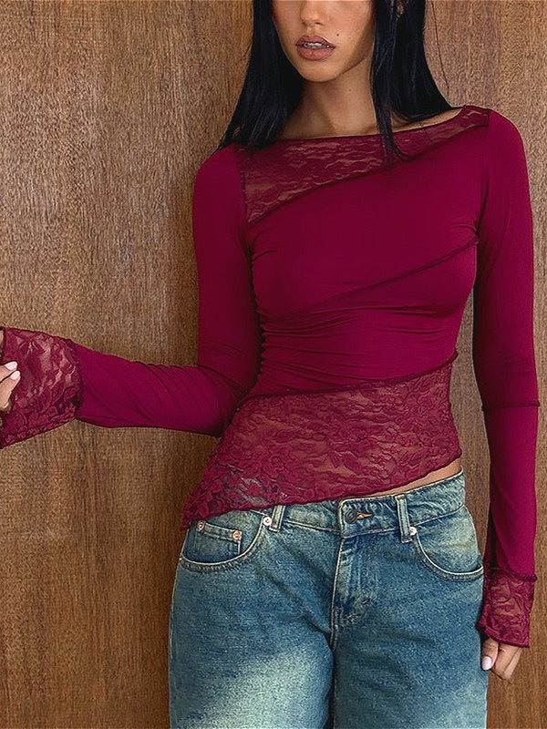 Vintage Slim Fit Floral Detail Long Sleeve Blouse - Image 3