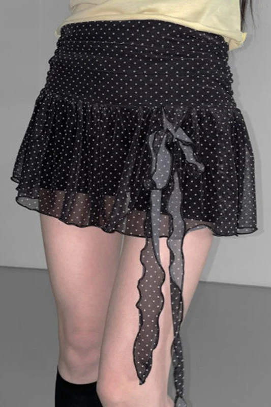 Retro Polka Dot Tie Mini Skirt - Image 13