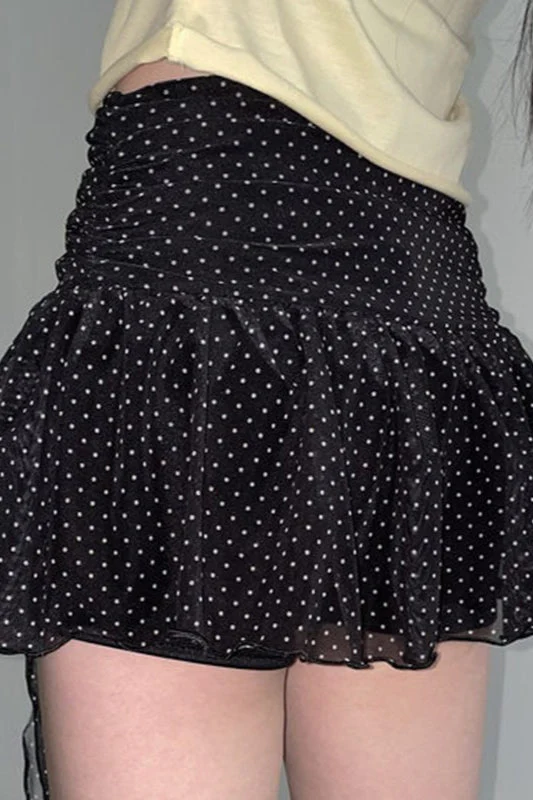 Retro Polka Dot Tie Mini Skirt - Image 2