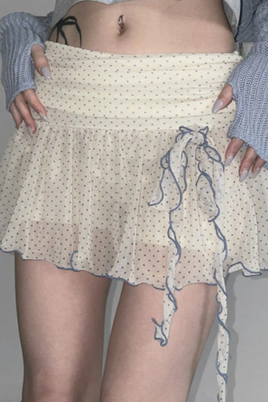 Retro Polka Dot Tie Mini Skirt - Image 6