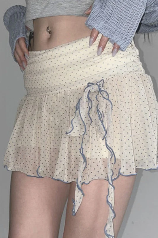Retro Polka Dot Tie Mini Skirt - Image 7