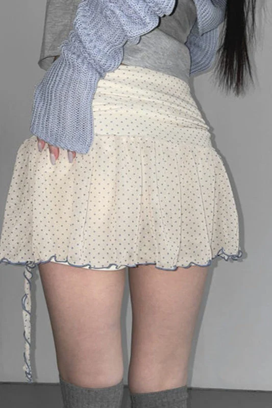Retro Polka Dot Tie Mini Skirt - Image 8