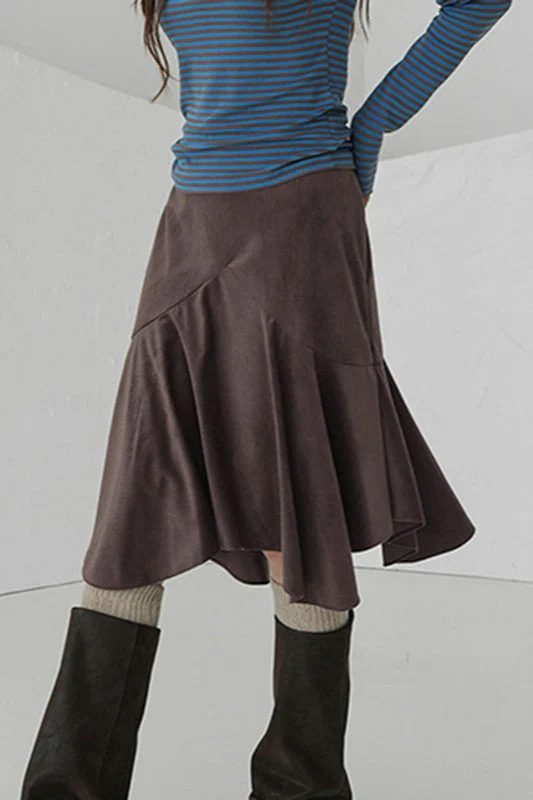 Asymmetric Draped Midi Skirt - Image 2