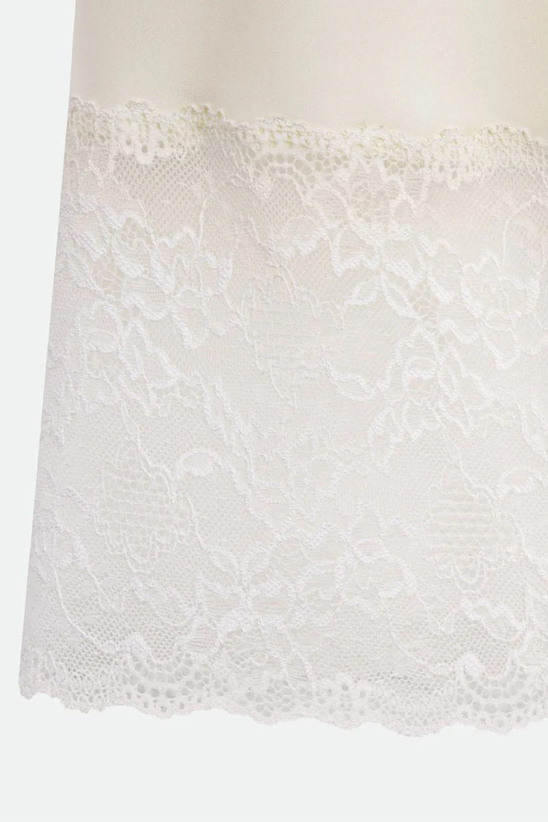 Satin Lace Trim Midi Skirt - Image 6