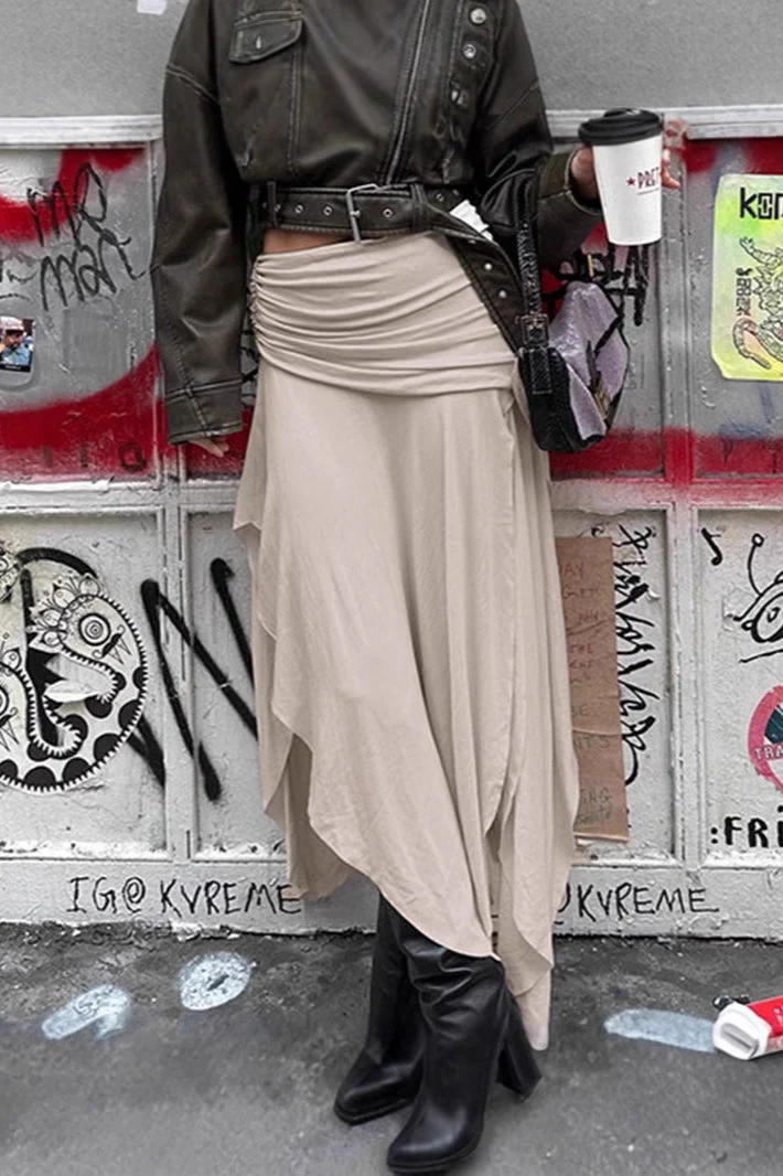 Ruched Split Asymmetrical Maxi Skirt - Image 4