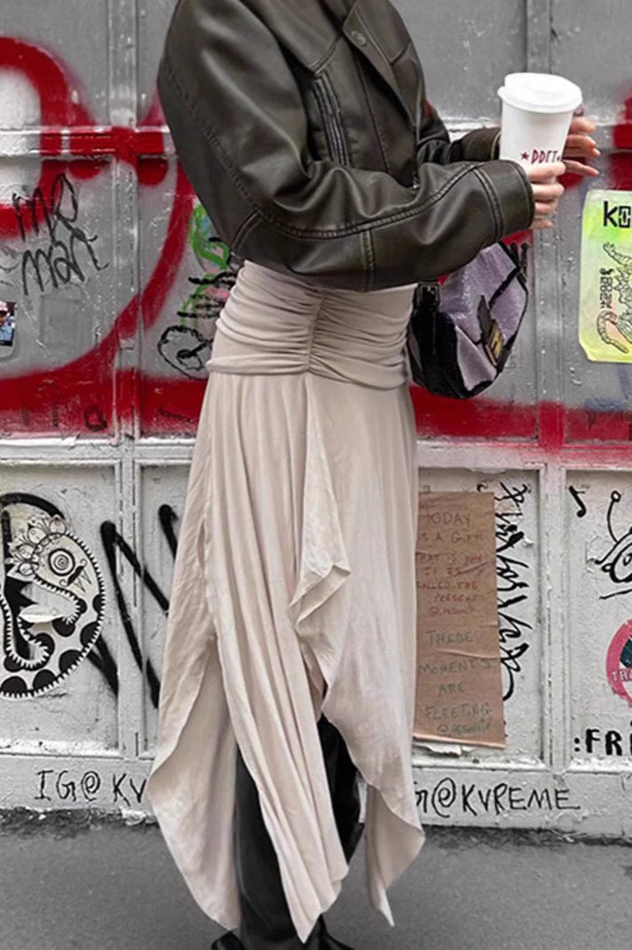 Ruched Split Asymmetrical Maxi Skirt - Image 5