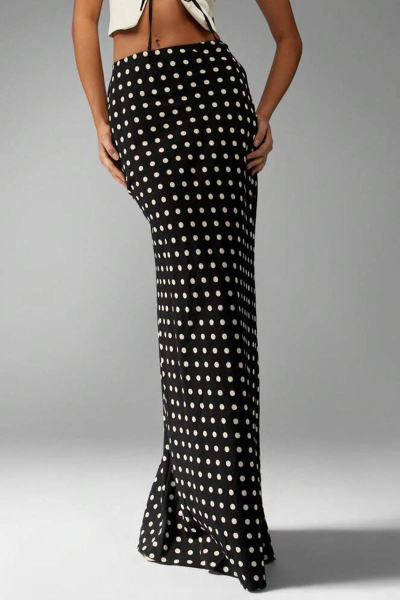 Slim Fit Polka Dot Midi Skirt - Image 4