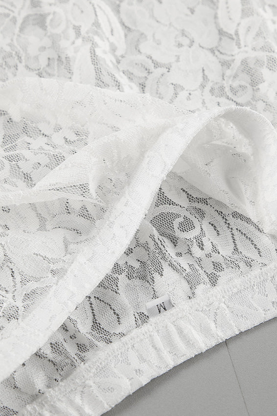 Elegant White Lace High Waist A-line Midi Skirt - Image 6