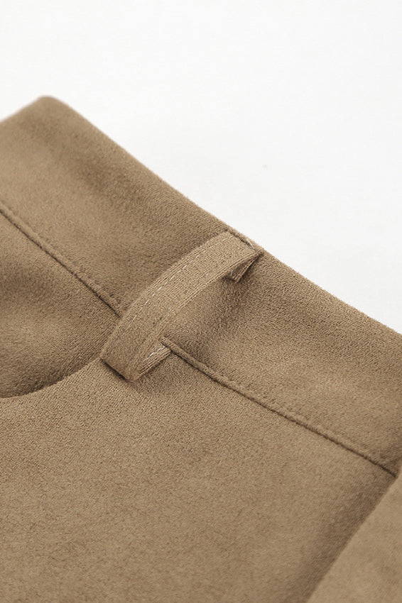 Vintage Suede Brown High Waist Split Midi Skirt - Image 6