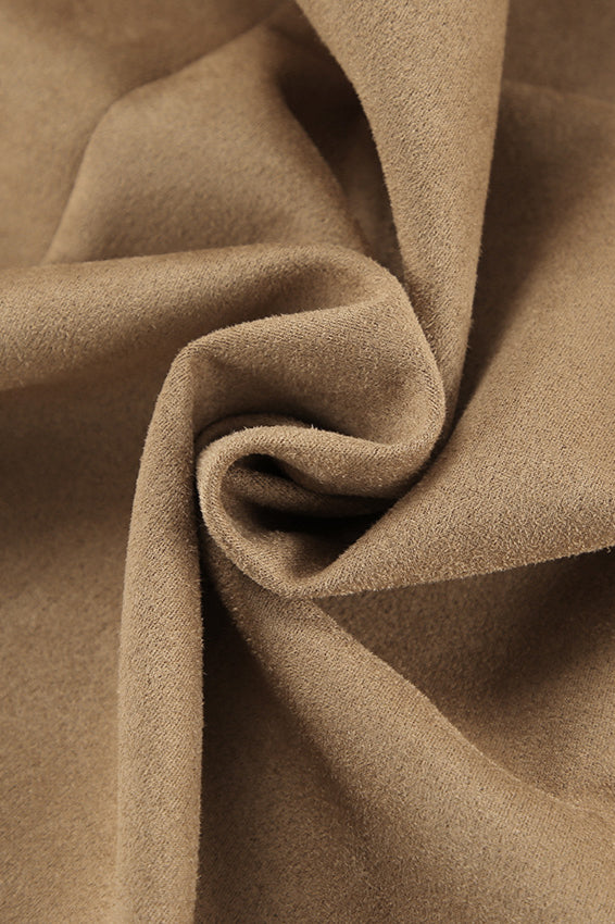 Vintage Suede Brown High Waist Split Midi Skirt - Image 8
