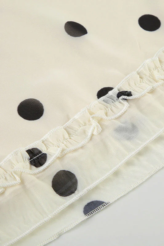 High Waist Polka Dot A-line Midi Skirt - Image 5