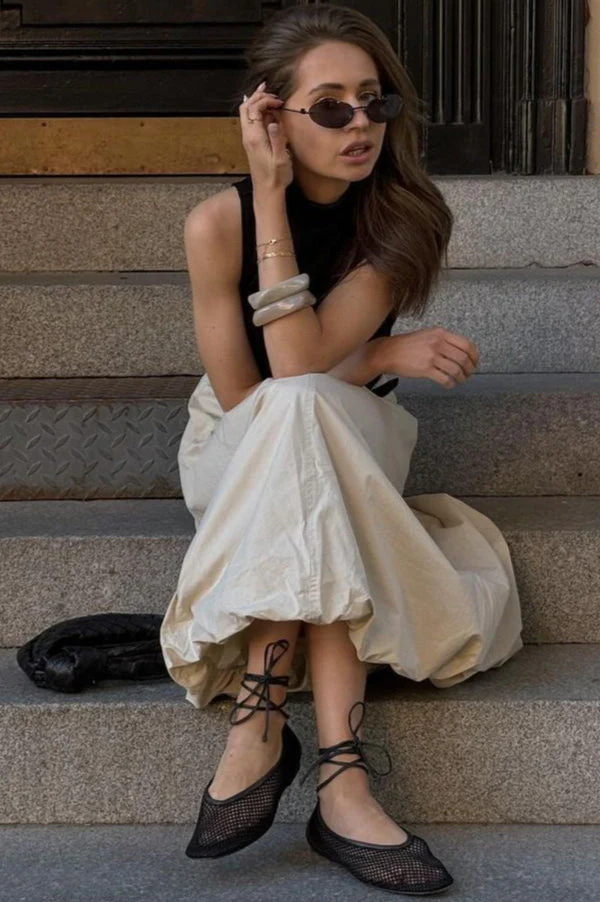 French Style Puff Skirt Spring Midi Skirt - Image 4