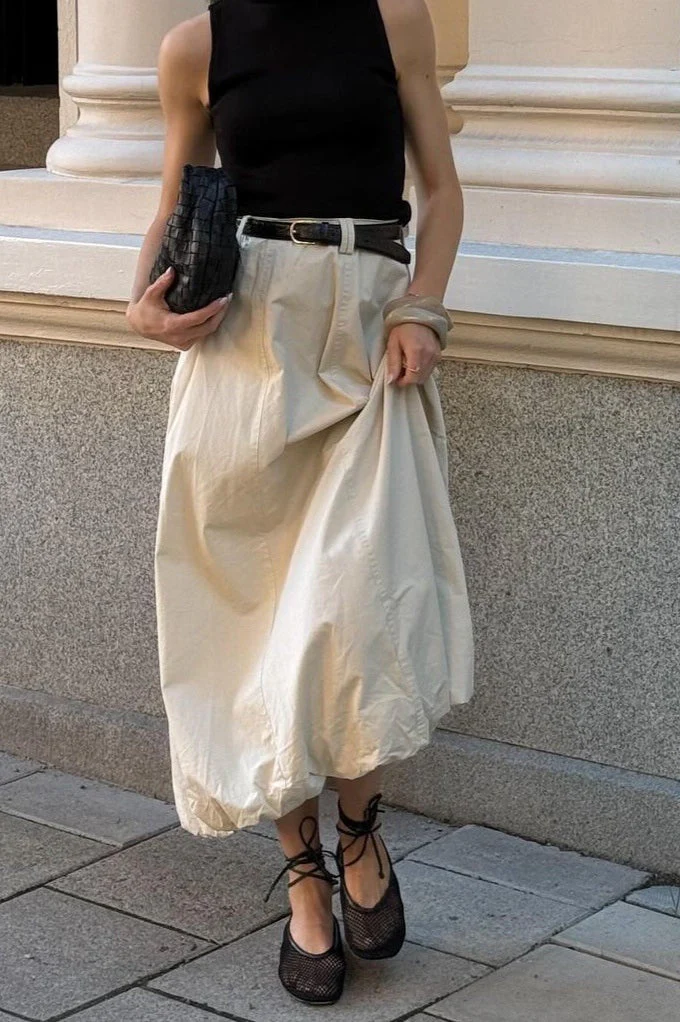 French Style Puff Skirt Spring Midi Skirt - Image 5
