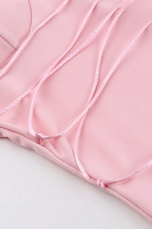 Floral Cup Detail Lace-Up Bodycon Maxi Dress - Image 6
