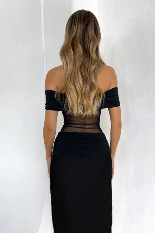 Off-Shoulder Cutout Bodycon Maxi Dress - Image 5
