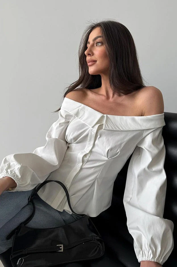 Vintage Off Shoulder Blouse - Image 2