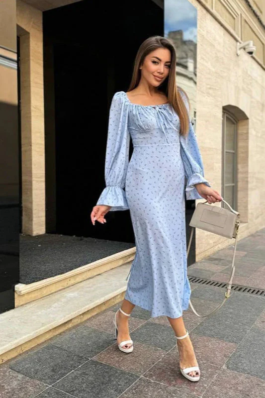 Floral Print Long Sleeve Bodycon Maxi Dress - Image 2