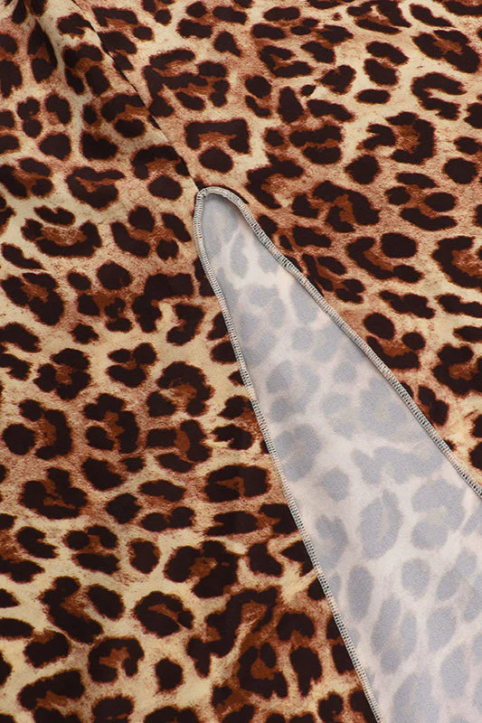 Leopard Print Halter Backless Bodycon Maxi Dress - Image 5
