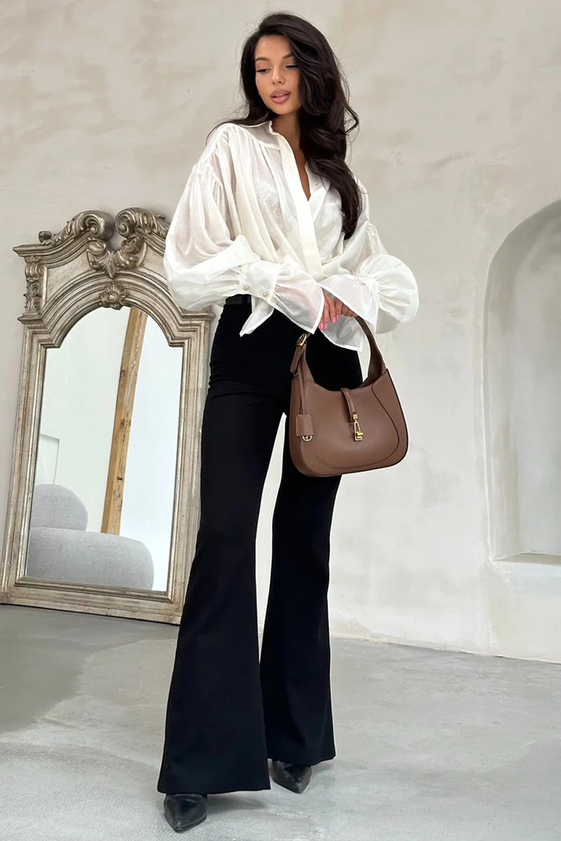 Vintage Satin Lantern Sleeve Blouse - Image 5