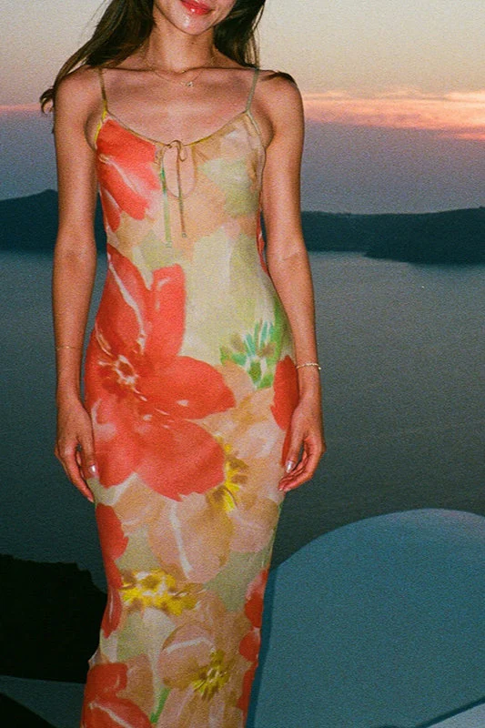 Floral Tie Back Cutout Resort Cami Maxi Dress - Image 2