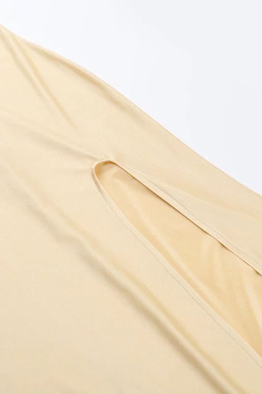 One Sleeve Off Shoulder High Slit Bodycon Maxi Dress - Image 4