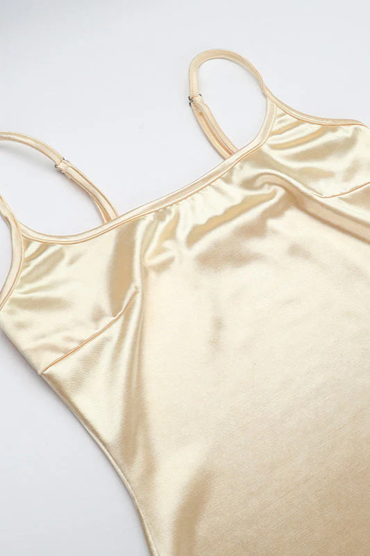Elegant Fitted Satin Mesh Cami Maxi Dress - Image 4