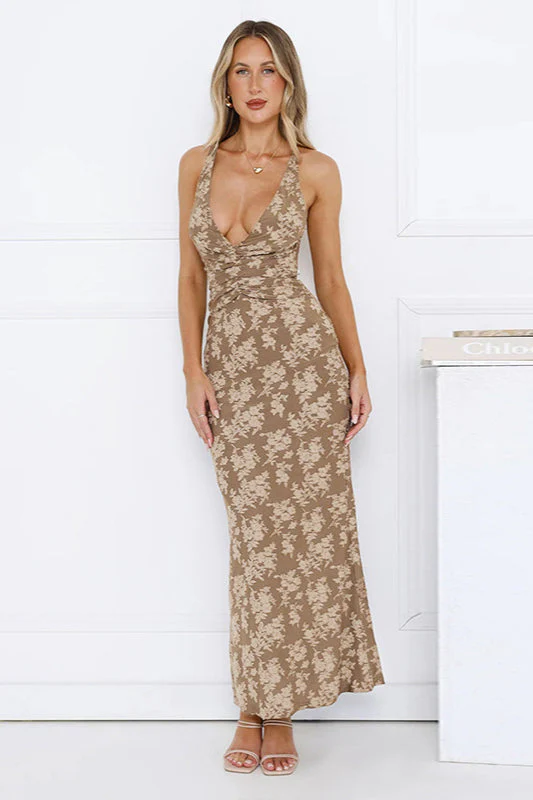 Jacquard V-Neck Backless Cami Maxi Dress - Image 2