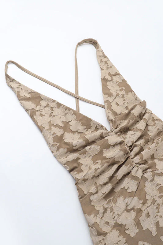 Jacquard V-Neck Backless Cami Maxi Dress - Image 5