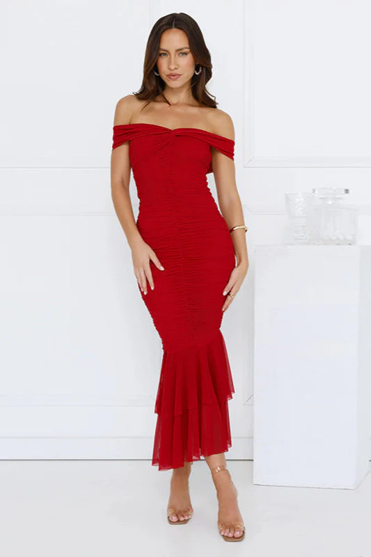 Ruched Double Layer Fishtail Maxi Dress - Image 2