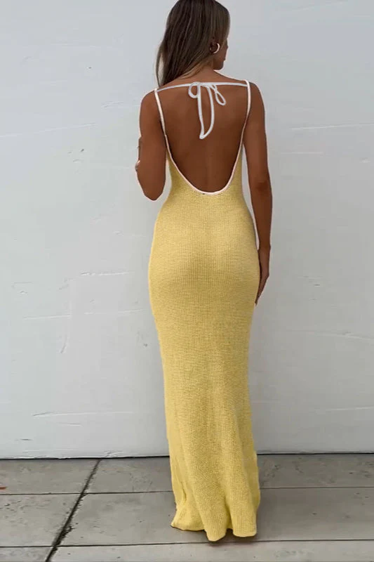 Backless Solid Color Casual Maxi Dress - Image 4