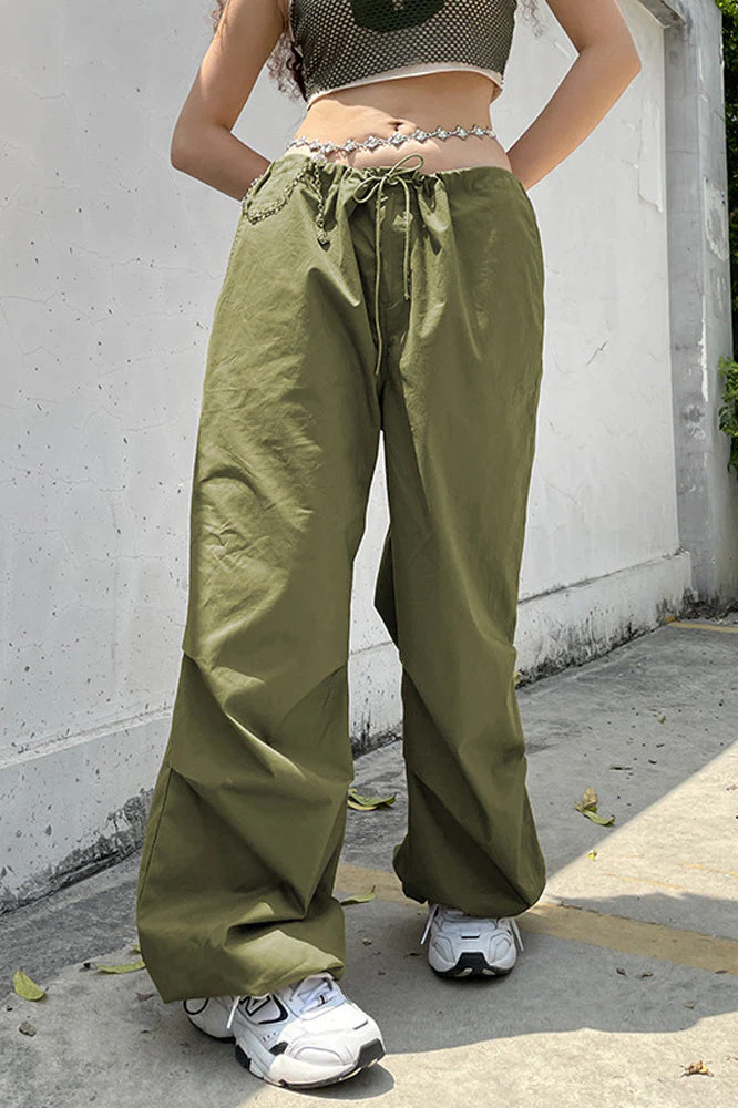 Fashionable Low-Waisted Drawstring Cargo Pant - Image 5