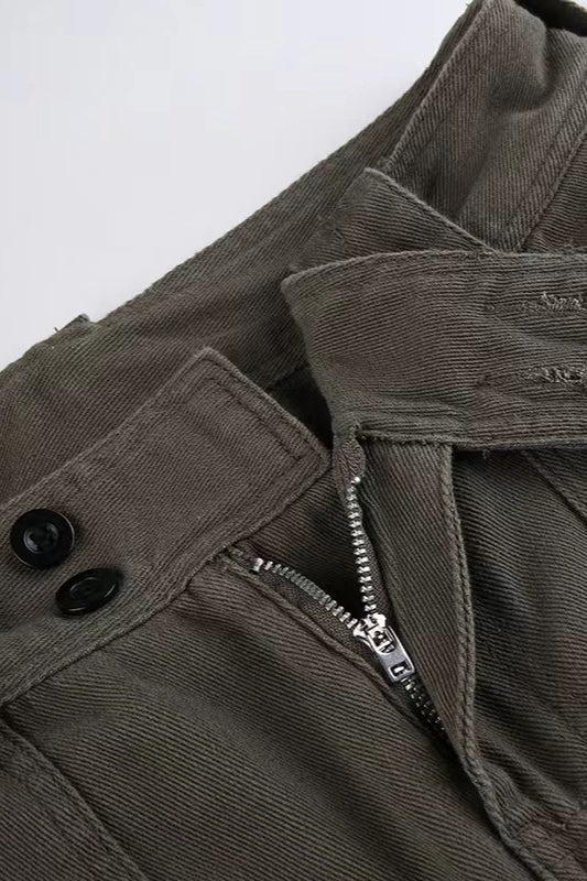 Vintage Multi-Pocket Mid-Waisted Denim Cargo Pant - Image 3