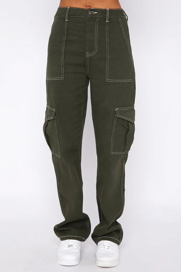Fashionable Straight Leg Multi-Pocket Cargo Pant - Image 2