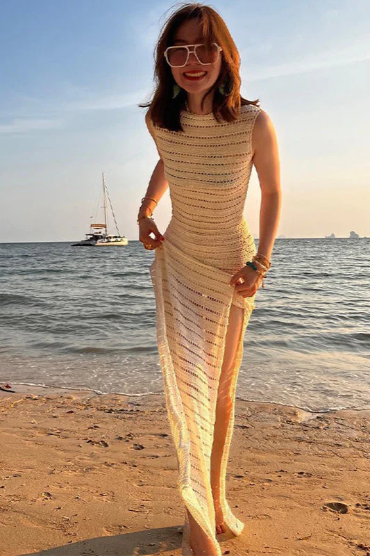 Round Neck Knit Tank Boho Dress - Image 2