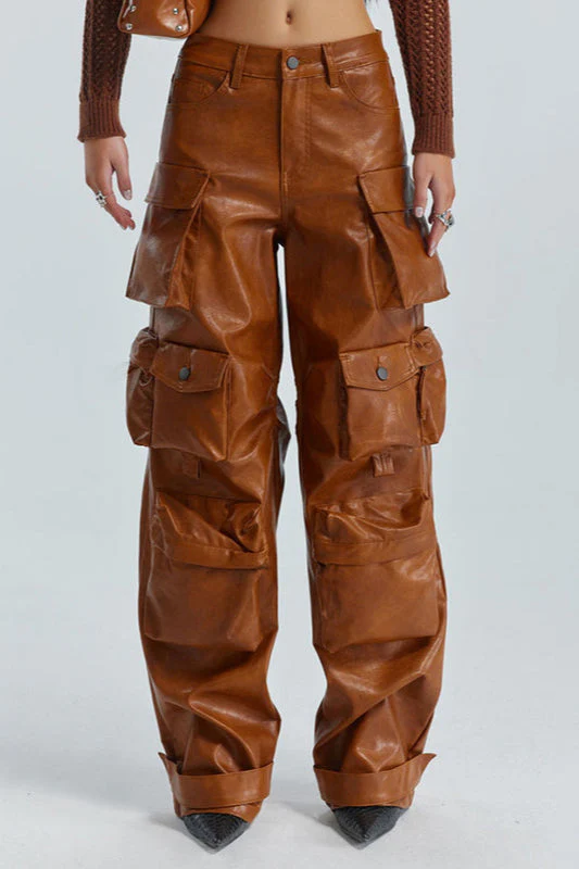 Summer Loose PU Leather Cargo Pant - Image 2