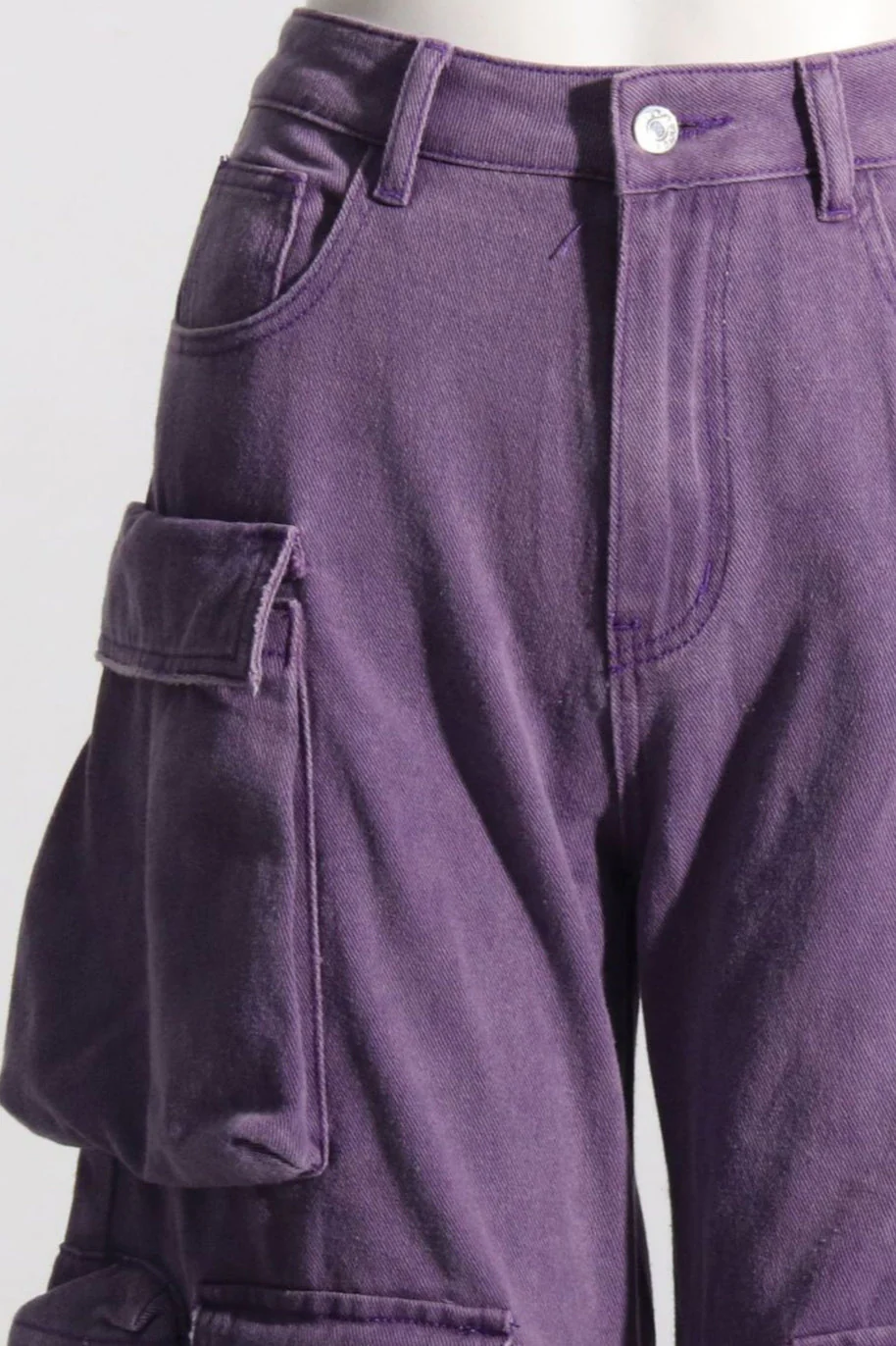 High Waist Oversized Pocket Denim Cargo Pant - Image 3