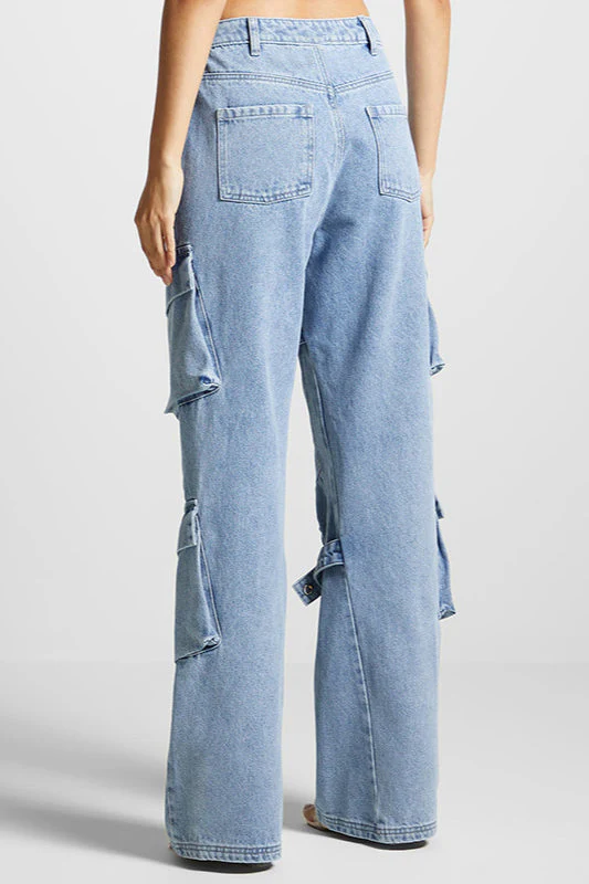 Vintage High Waist Pocket Detail Straight Leg Cargo Pant - Image 3