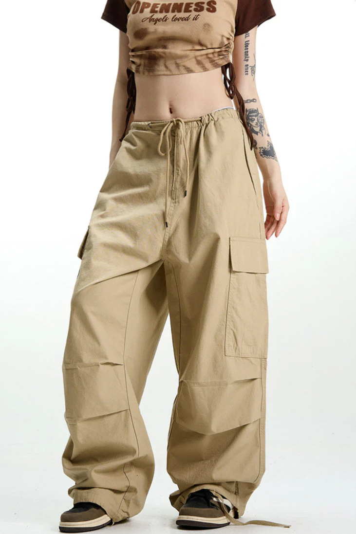 Vintage Khaki Wide Leg Cargo Pant - Image 3