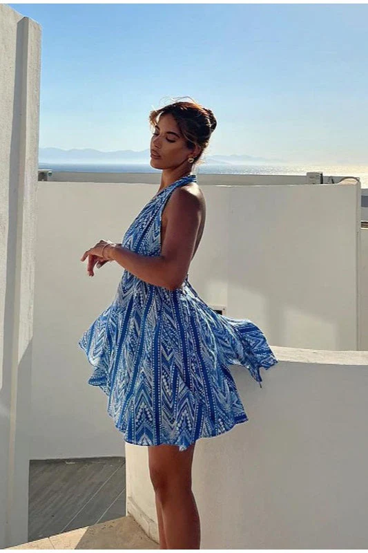 Sexy Backless Halter Floral Boho Dress - Image 4