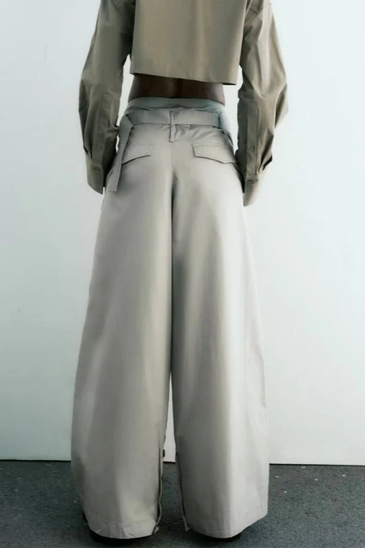 High Waist Belted Wide Leg Cargo Pant - Image 2